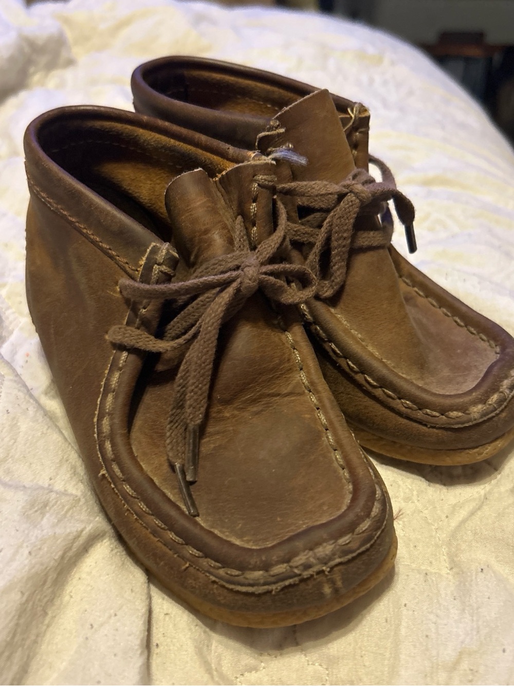 Clarks Brown Leather Kids Moccasin Shoes